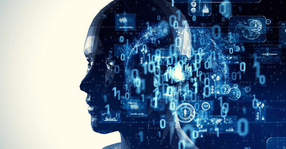 Artificial intelligence concept with digital neural network