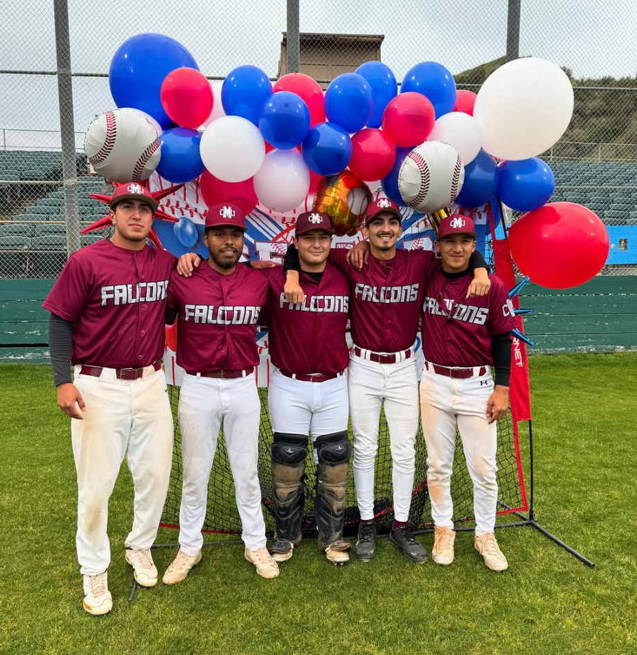 CalMU Falcons baseball players at team celebration