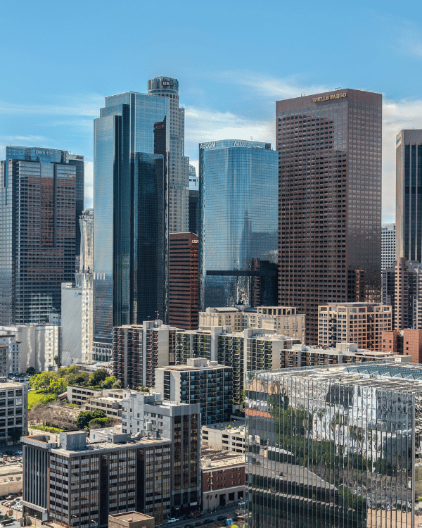 Los Angeles downtown skyline near La Puente campus