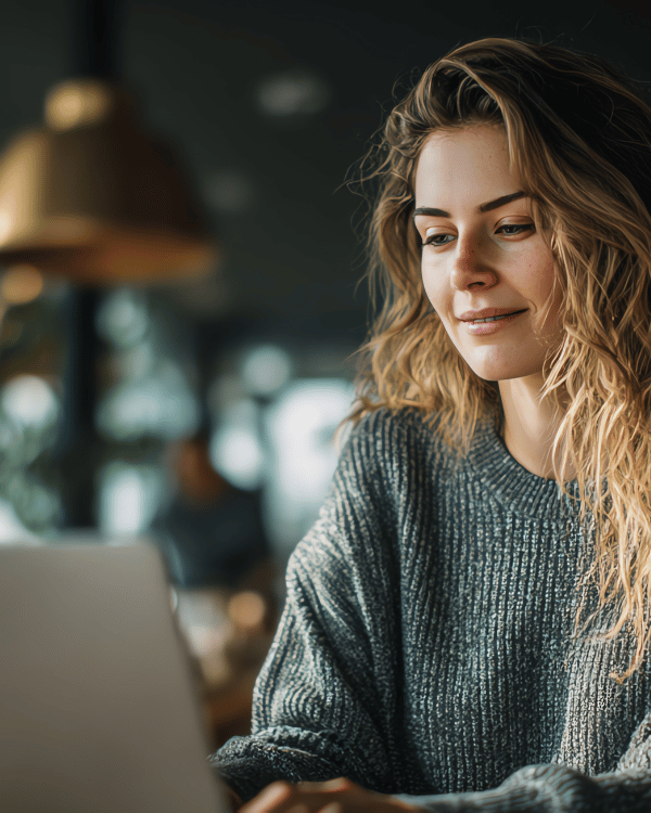 Online student working on coursework from laptop